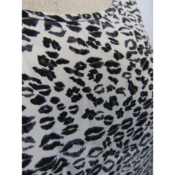 Joie Women's Silk Leopard Print Square Neck Short Sleeve Top White Black Size Lj - Picture 10 of 11
